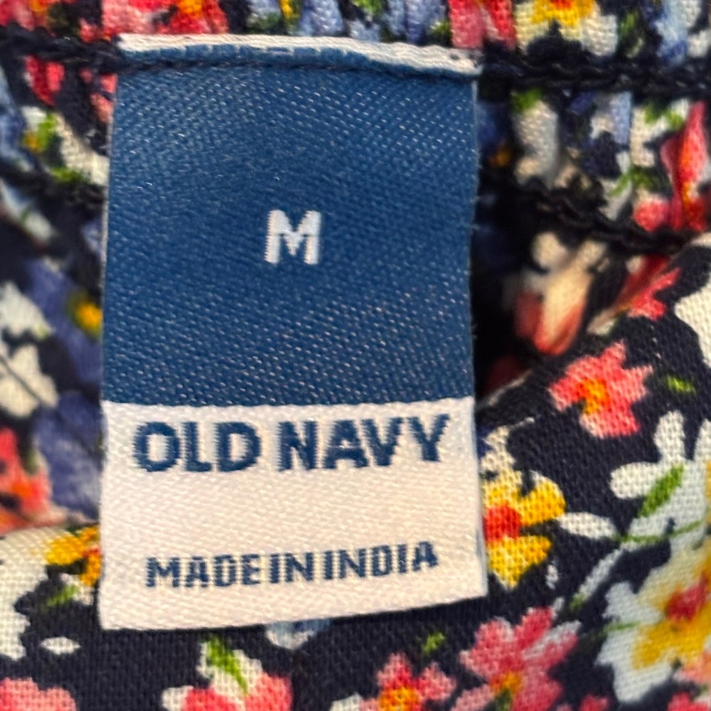 Old Navy Womens Floral Midi Dress Navy Blue Ditsy Tiered Smocked Size M NEW - Picture 6 of 6